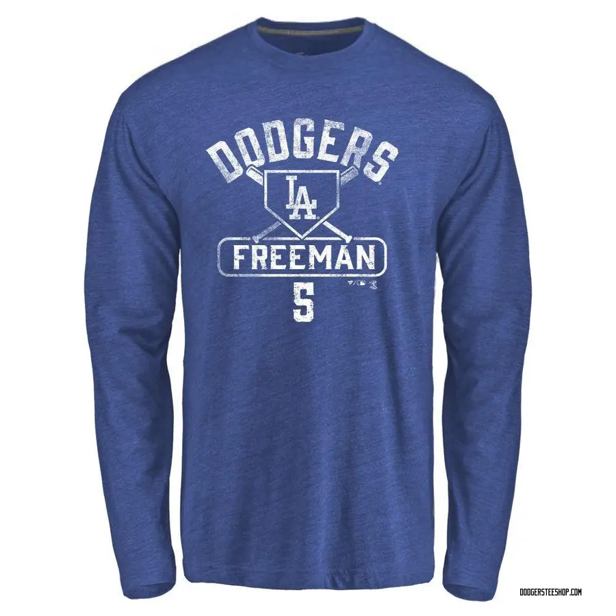 Youth Freddie Freeman Los Angeles Dodgers Base Runner Tri-Blend Long Sleeve  T-Shirt - Royal