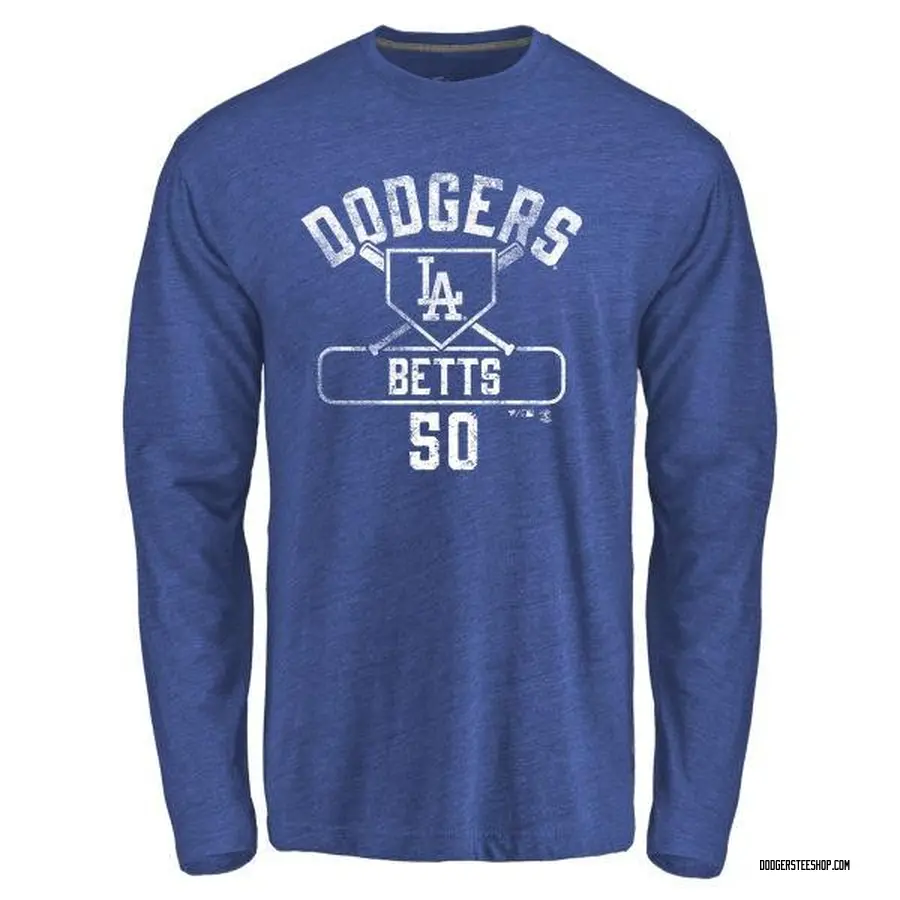 Youth Mookie Betts Los Angeles Dodgers Base Runner Tri-Blend Long Sleeve T- Shirt - Royal